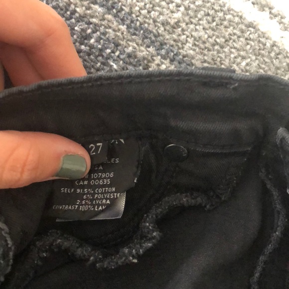 Hudson Black Skinny Jeans with Leather Strip/ 27 - Picture 4 of 5